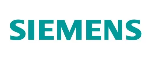 Siemens Firmenname in grüner Schrift auf weißem Hintergrund.